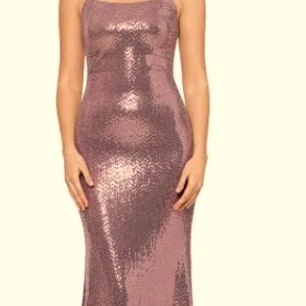 Size 6 Betsy & Adam sequin gown. Rose pink dress